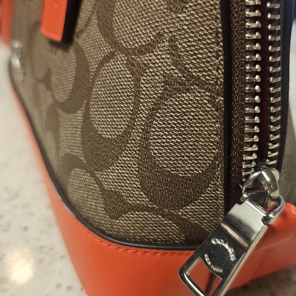 Coach Signature File Crossbody Bag Brown orange khaki - Picture 7 of 11